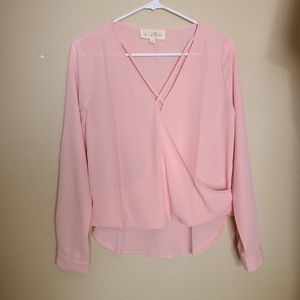 Light pink blouse with criss cross detail, size S